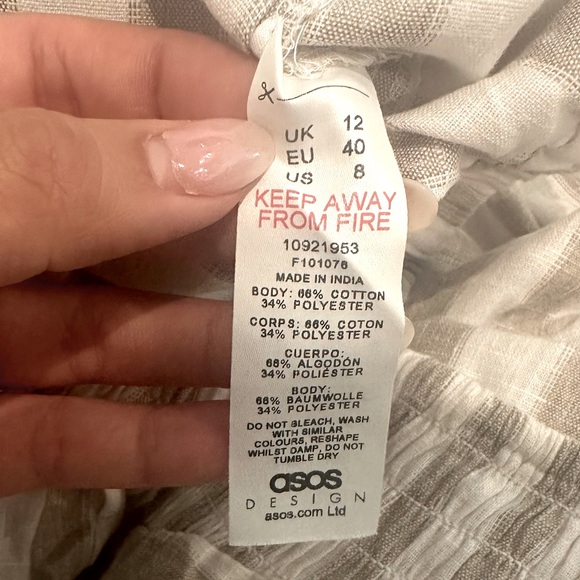 ASOS Design Volume Sleeve Beach Neutral Striped Two-Piece Set - Picture 9 of 9